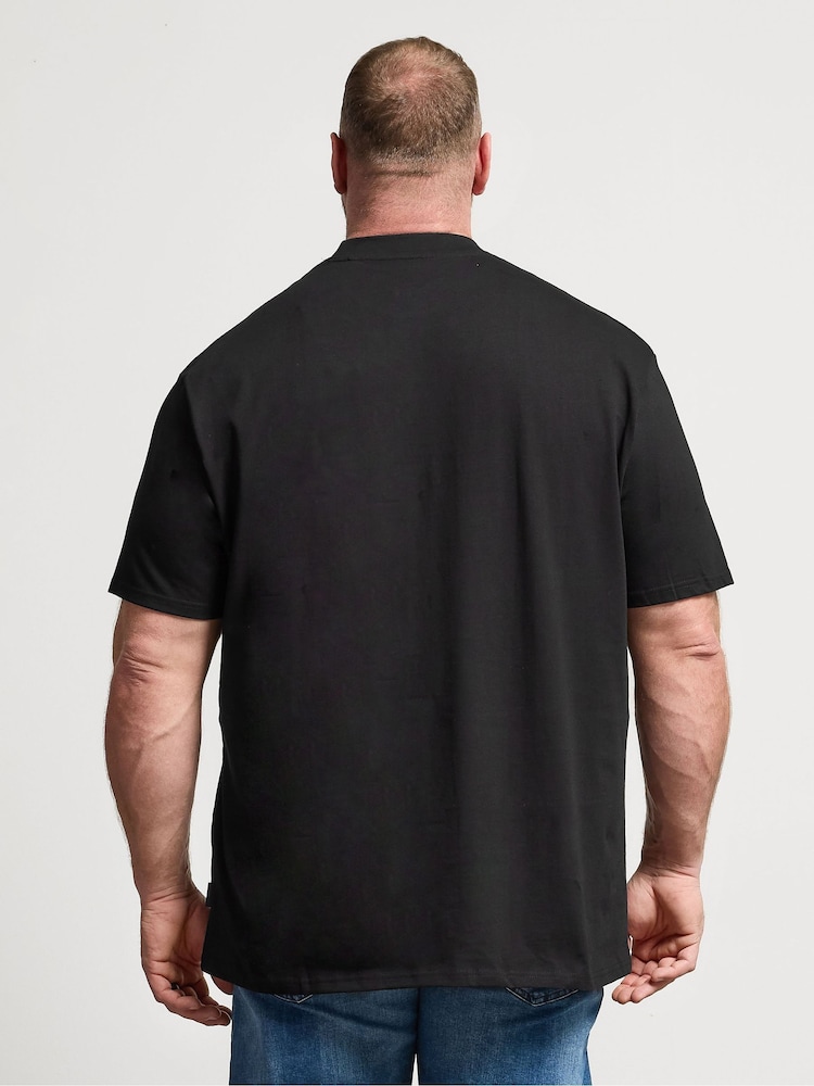 BadRhino Big & Tall Black Long Lightning Print Relaxed T-Shirt - Image 2 of 4 BadRhino Big & Tall Black Long Lightning Print Relaxed T-Shirt - Image 2 of 4