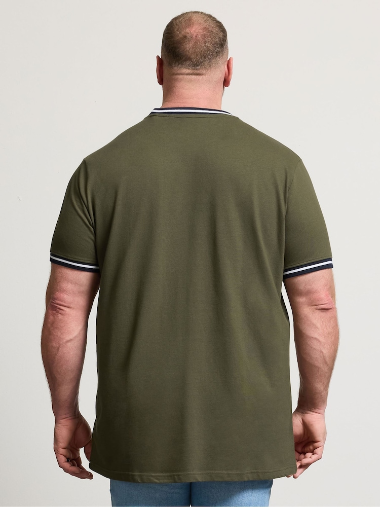 BadRhino Big & Tall Green Long Pique Ringer T-Shirt - Image 2 of 6 BadRhino Big & Tall Green Long Pique Ringer T-Shirt - Image 2 of 6