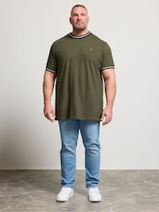 BadRhino Big & Tall Green Long Pique Ringer T-Shirt - Image 3 of 6