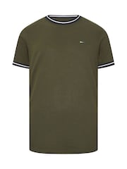 BadRhino Big & Tall Green Long Pique Ringer T-Shirt - Image 5 of 6