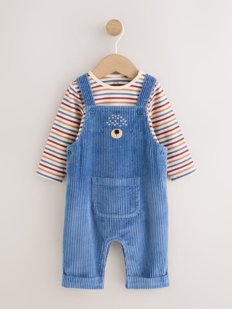 Navy Blue Bear Cord Dungarees and Bodysuit Baby Set (0mths-3yrs) - Image 1 of 10 Navy Blue Bear Cord Dungarees and Bodysuit Baby Set (0mths-3yrs) - Image 1 of 10