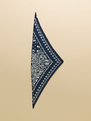 Joules Kendra Blue & White Bandana Reversible Triangle Scarf - Image 1 of 7