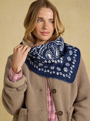Joules Kendra Blue & White Bandana Reversible Triangle Scarf - Image 2 of 7