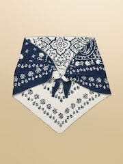 Joules Kendra Blue & White Bandana Reversible Triangle Scarf - Image 7 of 7