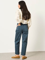 FatFace Bella Teal Blue Chino Tapered Trousers - Image 2 of 6