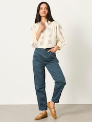 FatFace Bella Teal Blue Chino Tapered Trousers - Image 3 of 6
