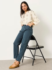 FatFace Bella Teal Blue Chino Tapered Trousers - Image 4 of 6