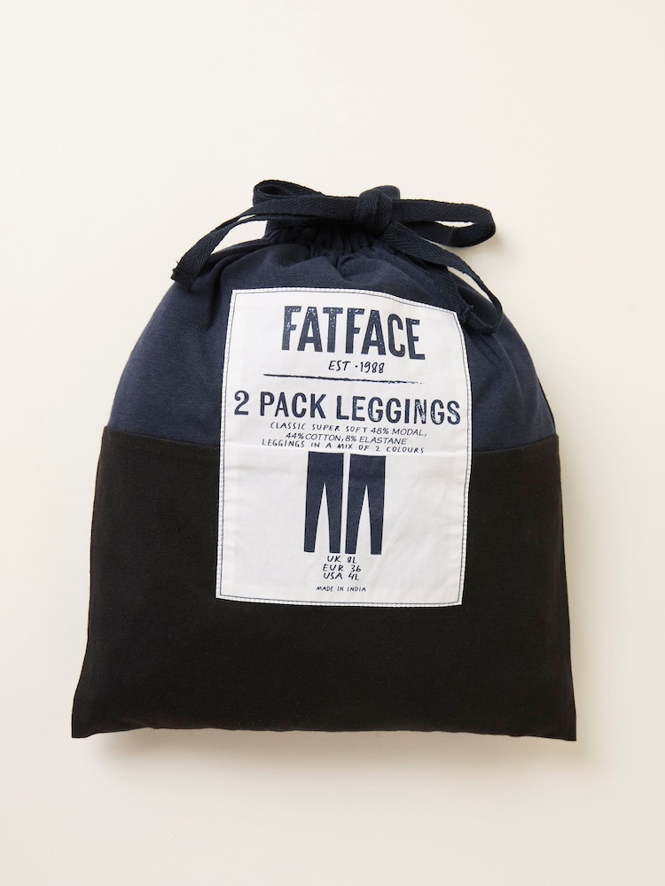 FatFace 2 Pack Meribel Black/Navy Leggings - Image 8 of 8