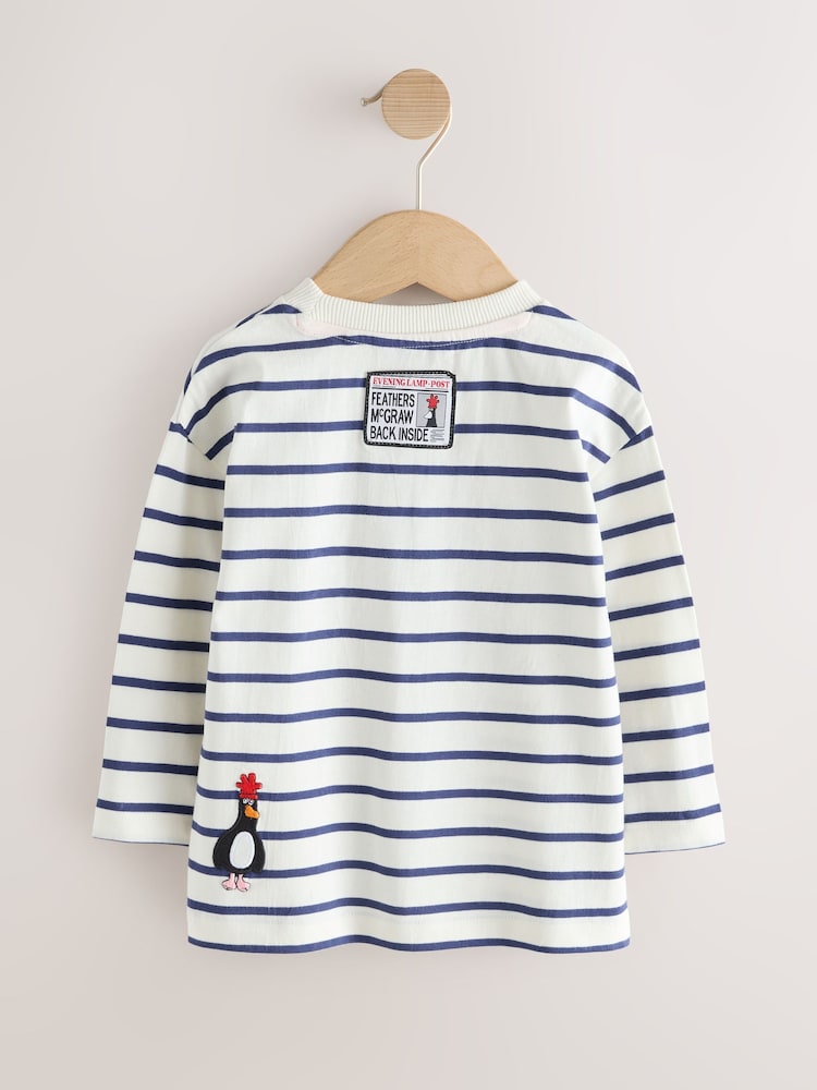 White Stripe Long Sleeve Wallace & Gromit T-Shirt (3mths-8yrs) - Image 2 of 7