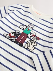 White Stripe Long Sleeve Wallace & Gromit T-Shirt (3mths-8yrs) - Image 3 of 7