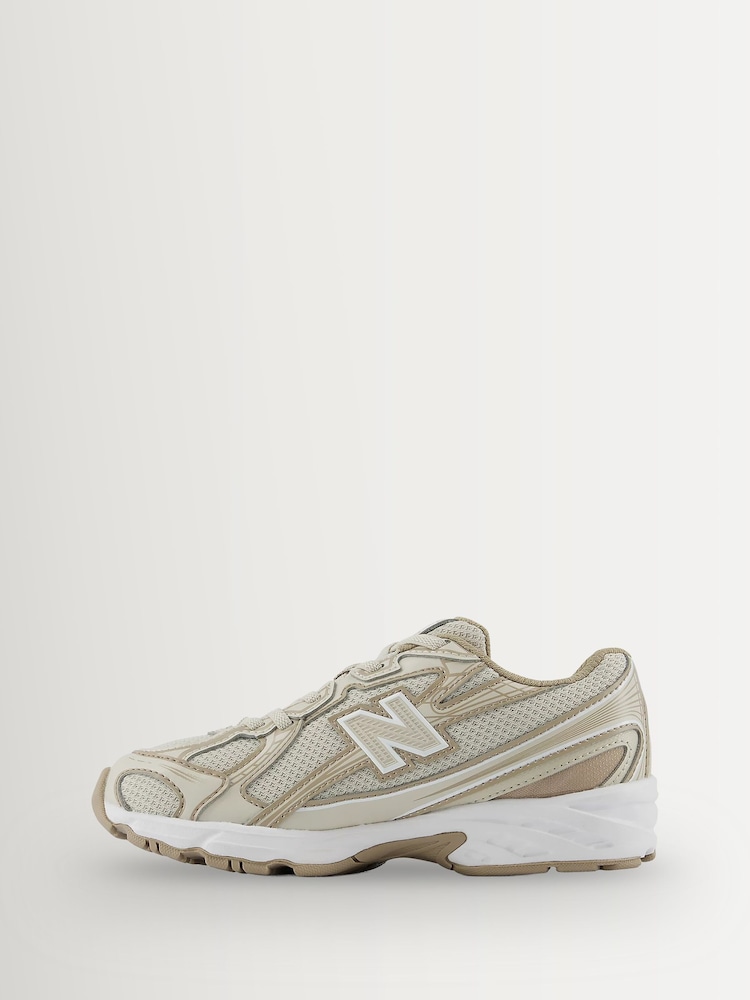 New Balance Taupe Brown Kids 740 Bungee Lace Trainers - Image 2 of 6