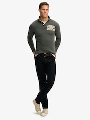Superdry Grey Vintage Athletic Long Sleeve Polo Shirt - Image 3 of 4