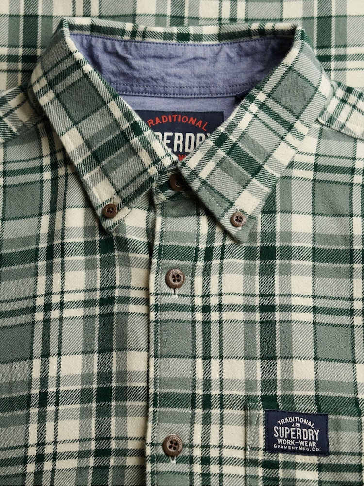 Светло-зеленый - Superdry хлопковая рубашка с длинными рукавами - Изображение 7 7