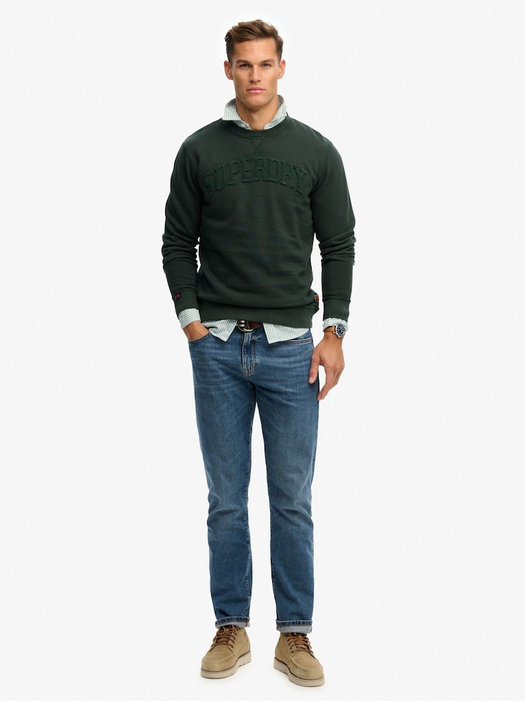 Superdry Green Vintage Athletic Tonal Crew Neck Sweattop - Image 2 of 4