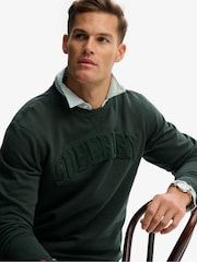 Superdry Green Vintage Athletic Tonal Crew Neck Sweattop - Image 3 of 4
