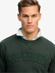Superdry Green Vintage Athletic Tonal Crew Neck Sweattop - Image 4 of 4
