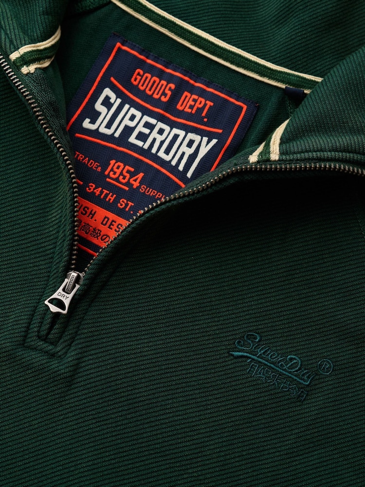 Superdry Green Essential Logo Raglan Henley Jumper - Image 7 of 7 Superdry Green Essential Logo Raglan Henley Jumper - Image 7 of 7