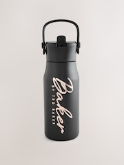 Baker by Ted Baker Black & Rose Gold Back To School Stainless Steel Water Bottle With Straw - Image 1 of 4
