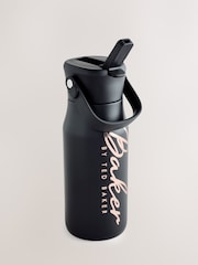 Baker by Ted Baker Black & Rose Gold Back To School Stainless Steel Water Bottle With Straw - Image 2 of 4