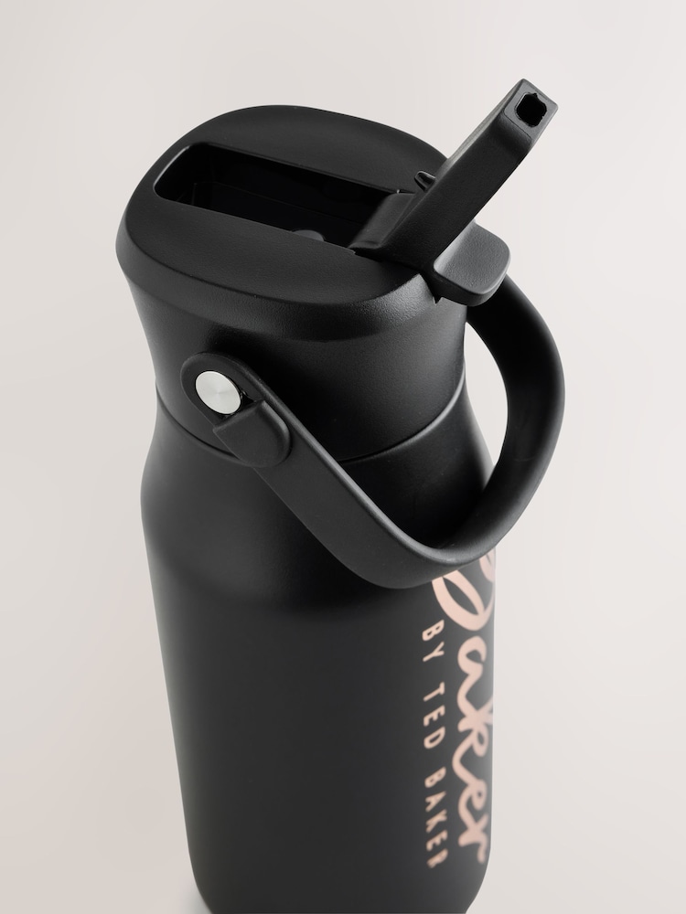 Baker by Ted Baker Black & Rose Gold Back To School Stainless Steel Water Bottle With Straw - Image 4 of 4 Baker by Ted Baker Black & Rose Gold Back To School Stainless Steel Water Bottle With Straw - Image 4 of 4