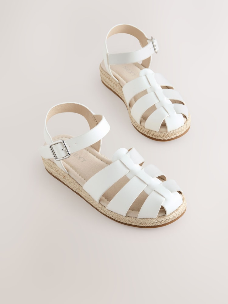 White Standard Fit (F) Wedge Fisherman Sandals - Image 1 of 5