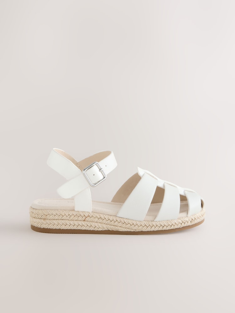 White Standard Fit (F) Wedge Fisherman Sandals - Image 2 of 5
