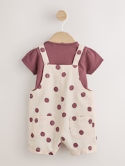 Burgundy/Ecru Spot Woven Baby Dungaree And Bodysuit 2 Piece Set (0mths-2yrs) - Image 2 of 8