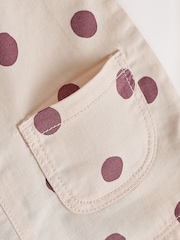 Burgundy/Ecru Spot Woven Baby Dungaree And Bodysuit 2 Piece Set (0mths-2yrs) - Image 7 of 8