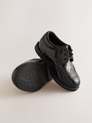 Black Patent Standard Fit (F) Lace Up Brogue Shoes - Image 3 of 5