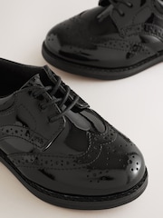Black Patent Standard Fit (F) Lace Up Brogue Shoes - Image 4 of 5