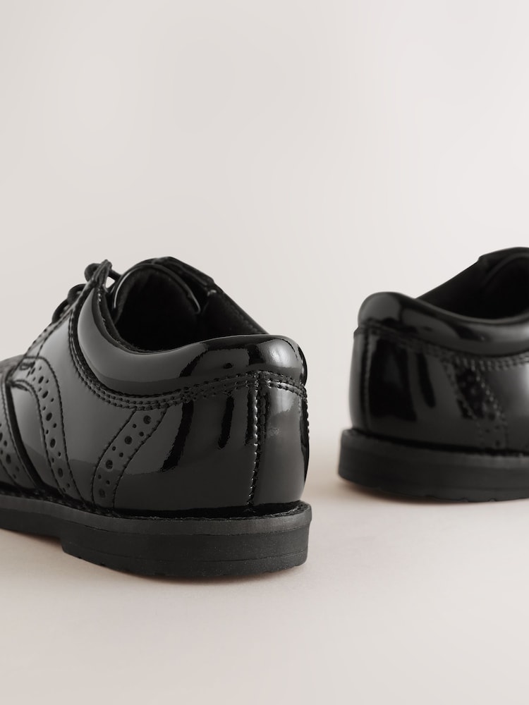 Black Patent Standard Fit (F) Lace Up Brogue Shoes - Image 5 of 5 Black Patent Standard Fit (F) Lace Up Brogue Shoes - Image 5 of 5