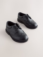 Black Wide Fit (G) Lace Up Brogue Shoes - Image 1 of 5