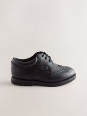 Black Wide Fit (G) Lace Up Brogue Shoes - Image 2 of 5