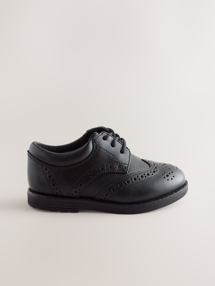 Black Wide Fit (G) Lace Up Brogue Shoes - Image 2 of 5