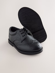 Black Wide Fit (G) Lace Up Brogue Shoes - Image 3 of 5