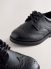 Black Wide Fit (G) Lace Up Brogue Shoes - Image 4 of 5