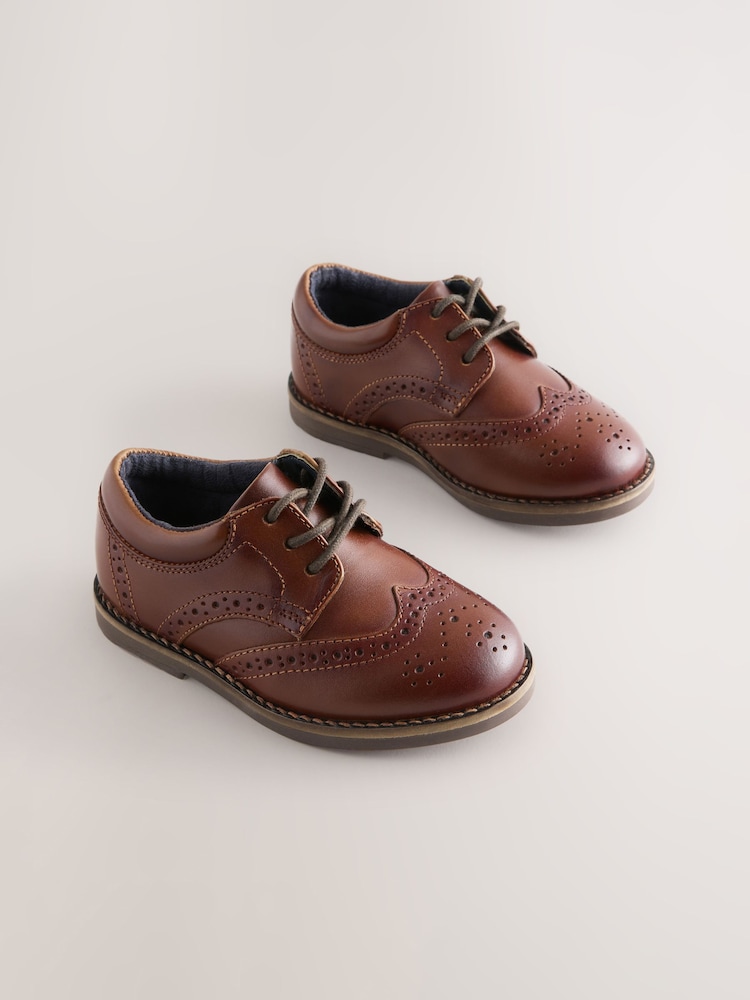 Tan Brown Wide Fit (G) Lace Up Brogue Shoes - Image 1 of 5 Tan Brown Wide Fit (G) Lace Up Brogue Shoes - Image 1 of 5
