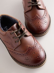 Tan Brown Wide Fit (G) Lace Up Brogue Shoes - Image 4 of 5