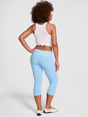 Victoria's Secret Pink Blue Dancer Foldover Capri Leggings - Image 2 of 2