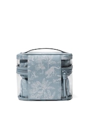 Victoria's Secret Blue Palm Print 4 Piece Makeup Bag - Image 2 of 2