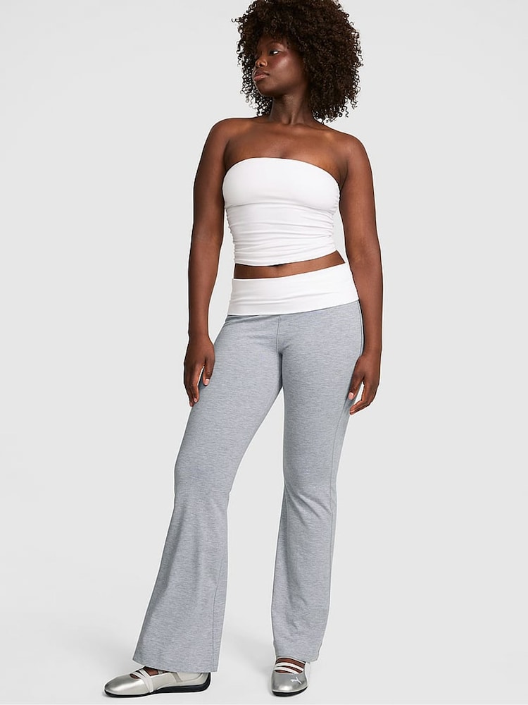 Victoria's Secret PINK Medium Heather Grey Foldover Leggings - Image 1 of 2 Victoria's Secret PINK Medium Heather Grey Foldover Leggings - Image 1 of 2
