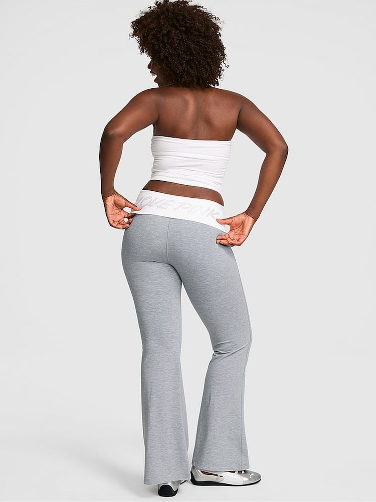 Victoria's Secret PINK Medium Heather Grey Foldover Leggings - Image 2 of 2 Victoria's Secret PINK Medium Heather Grey Foldover Leggings - Image 2 of 2