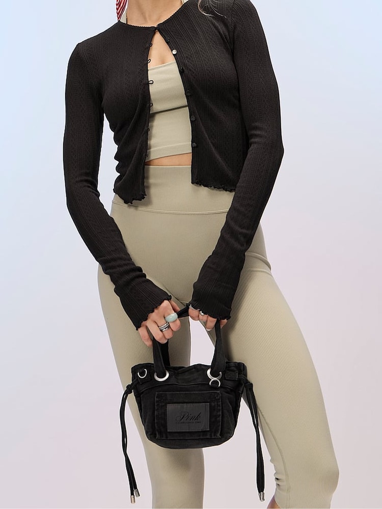 Victoria's Secret Pink Black Mini Tote Bag - Image 1 of 4