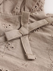 Chocolate Brown Broderie Baby Romper (0mths-2yrs) - Image 5 of 8