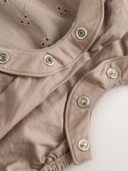 Chocolate Brown Broderie Baby Romper (0mths-2yrs) - Image 6 of 8