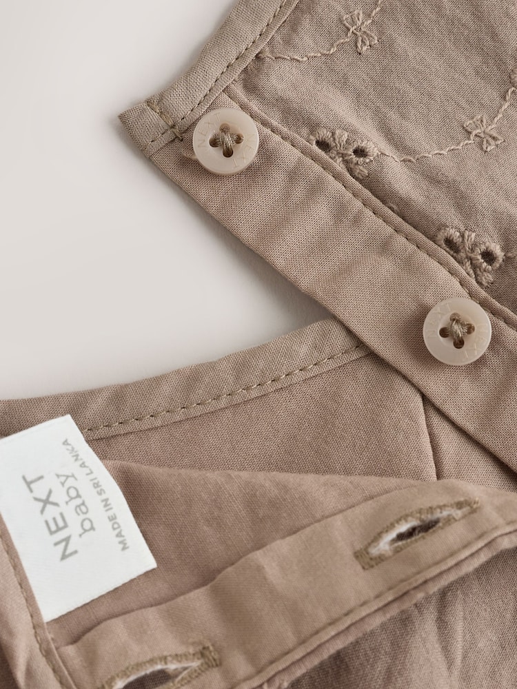 Chocolate Brown Broderie Baby Romper (0mths-2yrs) - Image 8 of 8