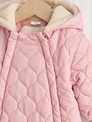 Pink Nylon Spot Double Zip - Hooded Baby All-In-One (0mths-2yrs) - 7এর মধ্যে 3 ছবি