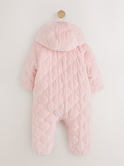 Pink Velour Zip Through Quilted Baby All-In-One (0mths-2yrs) - Image 2 of 9