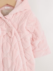 Pink Velour Zip Through Quilted Baby All-In-One (0mths-2yrs) - Image 3 of 9