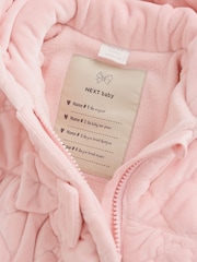 Pink Velour Zip Through Quilted Baby All-In-One (0mths-2yrs) - Image 4 of 9